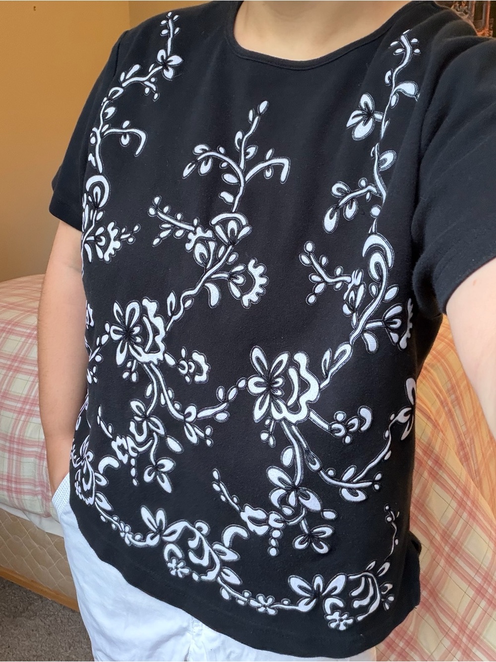 C.D. Petites Y2K Black Floral Tee